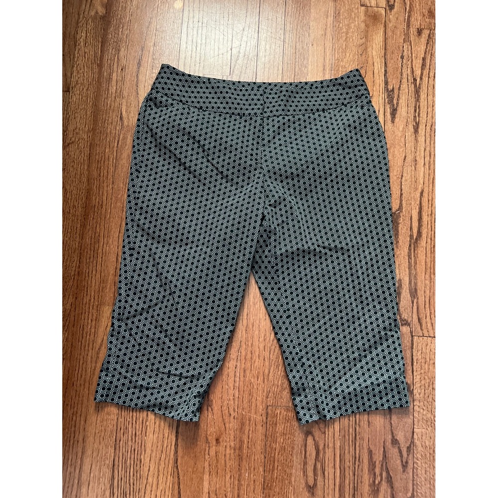 Worthington Capri Pants Womens 14 Black Geometric Modern Fit Cropped